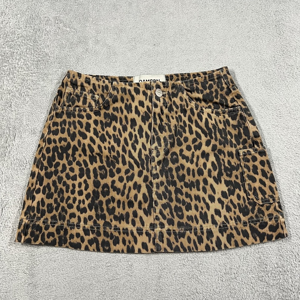 Damson Madder Mini Skirt Womens 8 Leopard Print Denim